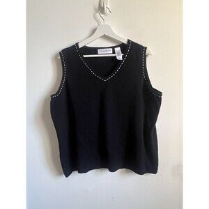 Elisabeth Knit Sleeveless Top Sz 2X Black Stitch